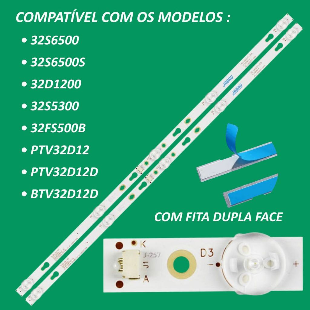 Kit Barra De Led  32S6500  32S6500S  32D1200  32S5300  32FS500B PTV32D12 PTV32D12D BTV32D12D em Oferta na Shopee