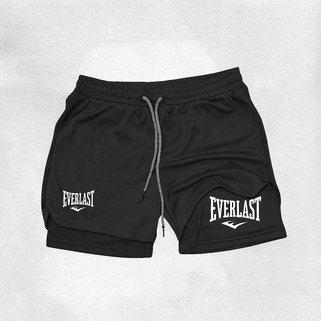 Short Compressao Esportivo 2 em 1 Masculino EVERLAST Academia Treino Mais Confortavel