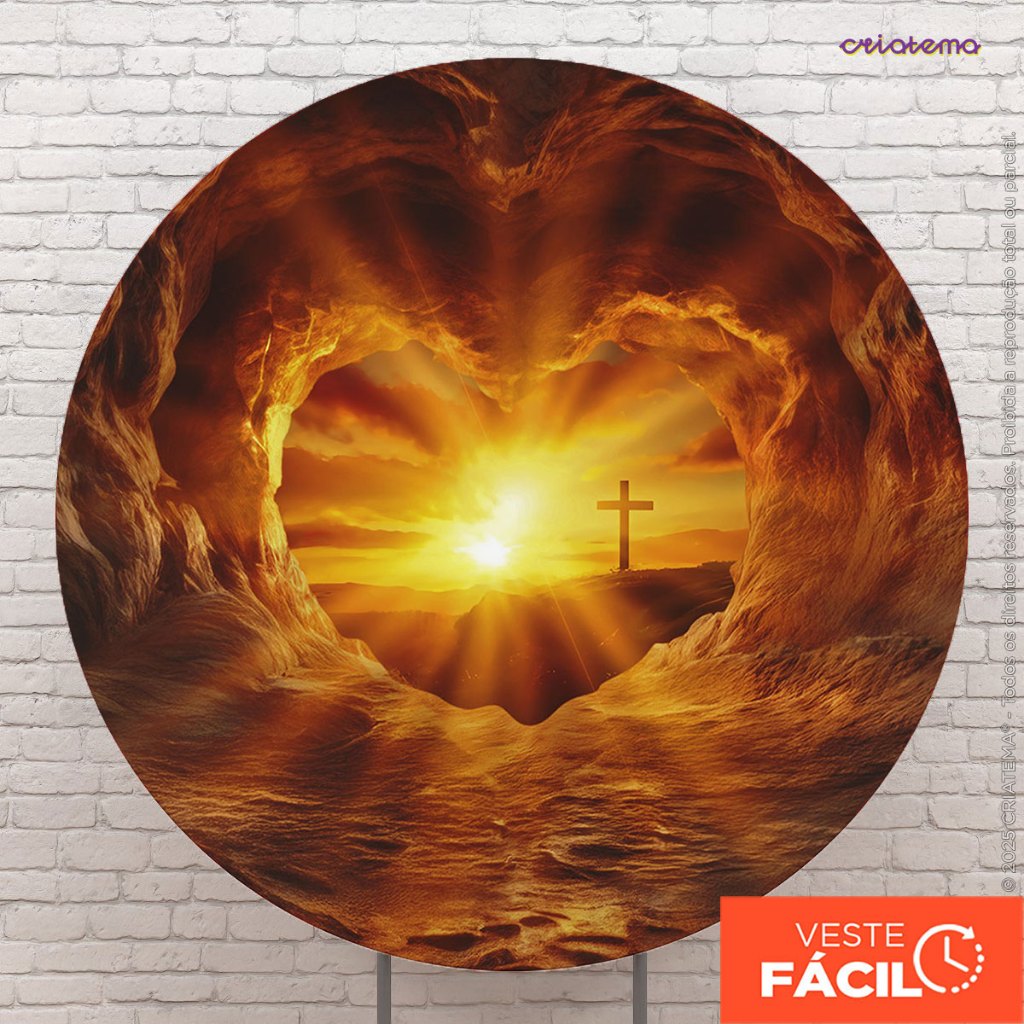 Painel Redondo Festa Páscoa Religioso Em Tecido Sublimado 150x150m Com Elástico Veste Fácil em Oferta na Shopee