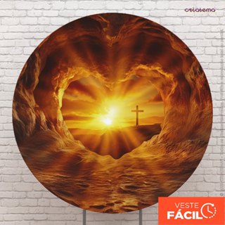 Painel Redondo Festa Páscoa Religioso Em Tecido Sublimado 150x150m Com Elástico Veste Fácil em Oferta na Shopee