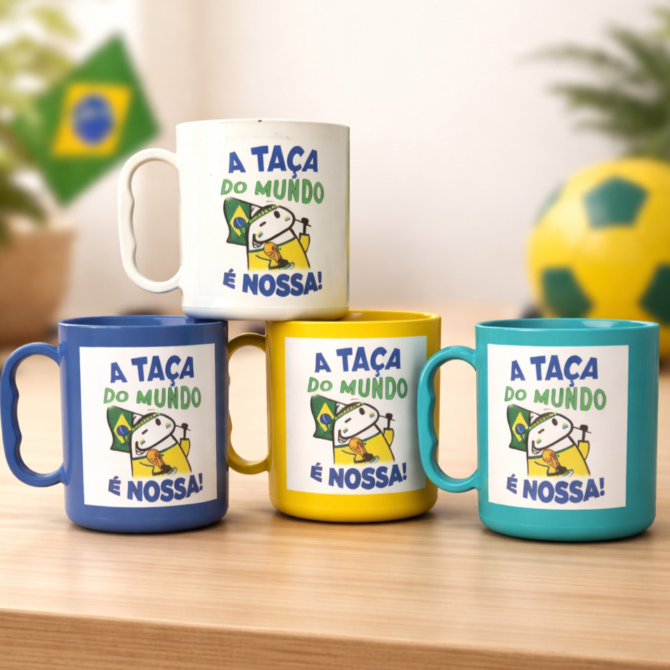 Copo flork engraçado copa mundo 5un servir bebidas assistir jogo seleção brasileira amigos familia