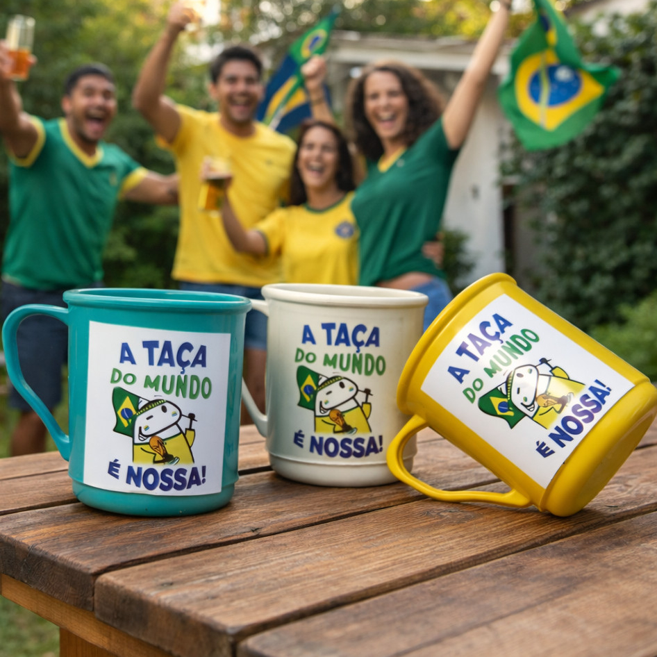 10 Canecas tematica torcida brasileira flork torcedor seleção brasileira taça campeão pronta entrega