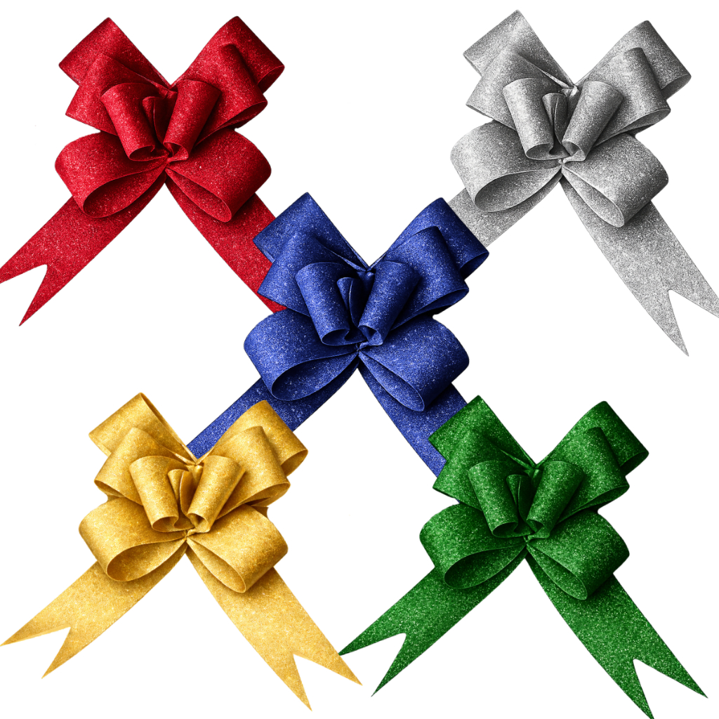 LAÇO FÁCIL GLITTER PURO PEQUENO – 12X240MM – PACOTE C/50 UNI – PRESENTES