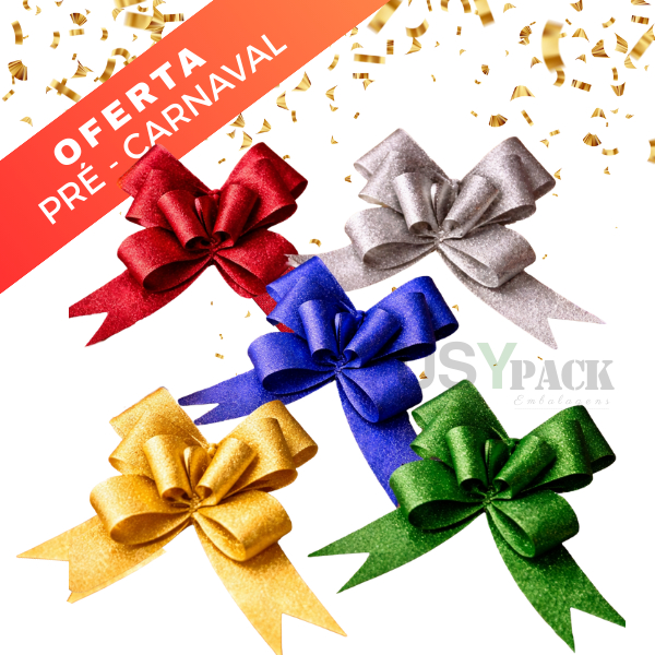 LAÇO FÁCIL GLITTER PURO PEQUENO – 12X240MM – PACOTE C/50 UNI – PRESENTES | CARNAVAL em Oferta na Shopee