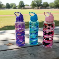 Garrafinha squeeze 700ml Camuflada com Canudo Garrafa Esportiva Resistente Portátil Reutilizável