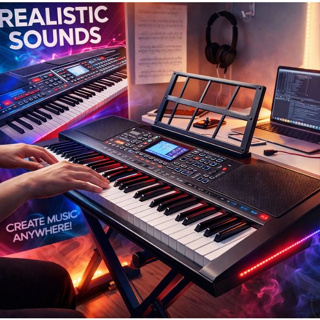 Teclado Musical Profissional Eletronico com Microfone  61 Teclas 100 Ritmos Metronomo🎶 Portátil em Oferta na Shopee