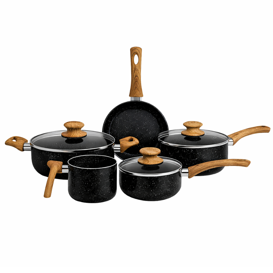 Imagem Conjunto Panelas em Cerâmica 5 Peças Antiaderente Tampa em Vidro 