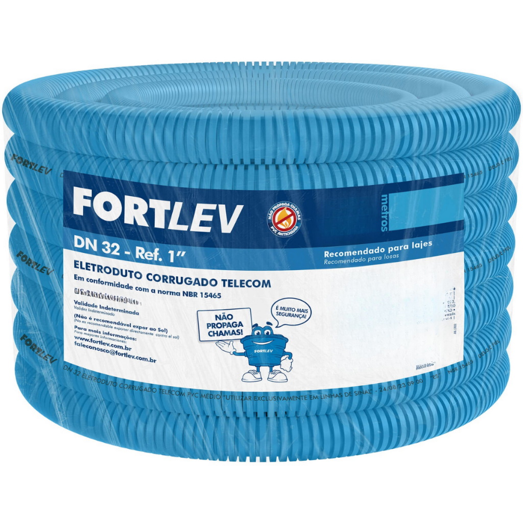 Mangueira Eletroduto Conduite Corrugado Reforçado Telecom Fortlev 1" 32mm 20M