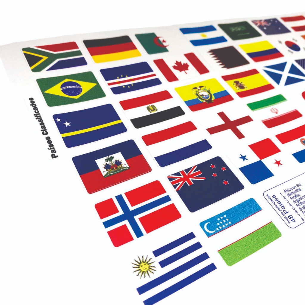 Kit Adesivos Copa Do Mundo 2026 Paises Bandeira 3cmx2cm Autocolante em Vinil Futebol Masculino