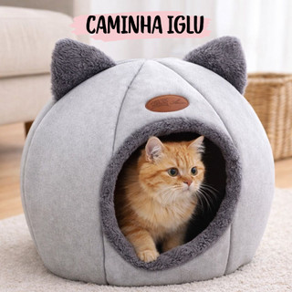 Caminha Iglu  P para Gatos e Cachorros Pequenos Cama Pet Casinha Toca Pelúcia Macia Confo…