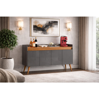 Aparador Buffet Cantinho do café Pés Palito madeira Cozinha Sala com prateleira Wood 4, 3 e 2 portas em Oferta na Shopee