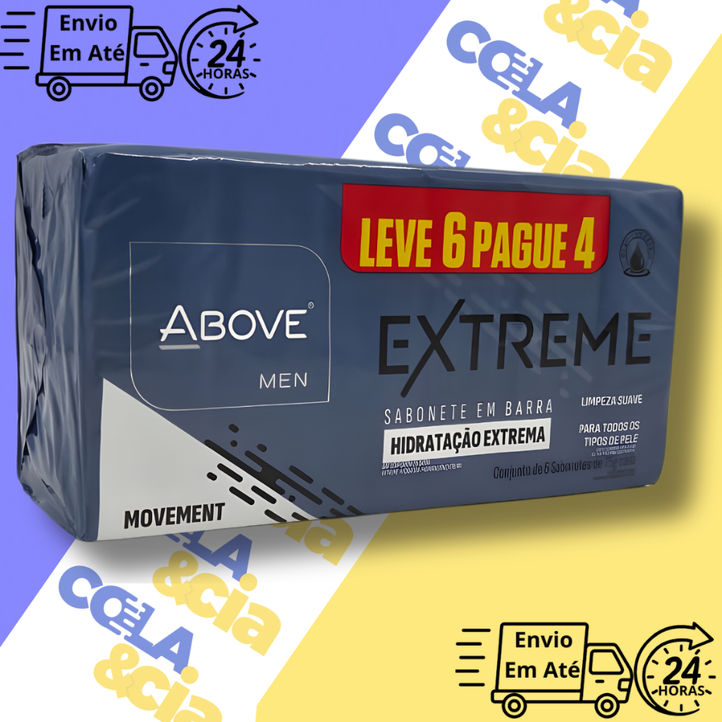 Kit 6 Sabonetes Em Barra Above Man Extreme Movement Hidratação Extrema 75g em Oferta na Shopee