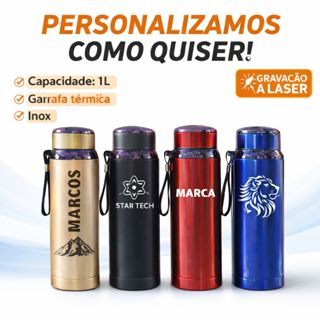 Garrafa Térmica Inox 1L / 600ML com alça Personalizada Com Nome Logo Time em Oferta na Shopee