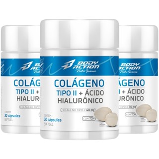 Kit 3x Colágeno Tipo 2 Com Ácido Hialurônico 30 Caps - 3 Meses Bodyaction em Oferta na Shopee