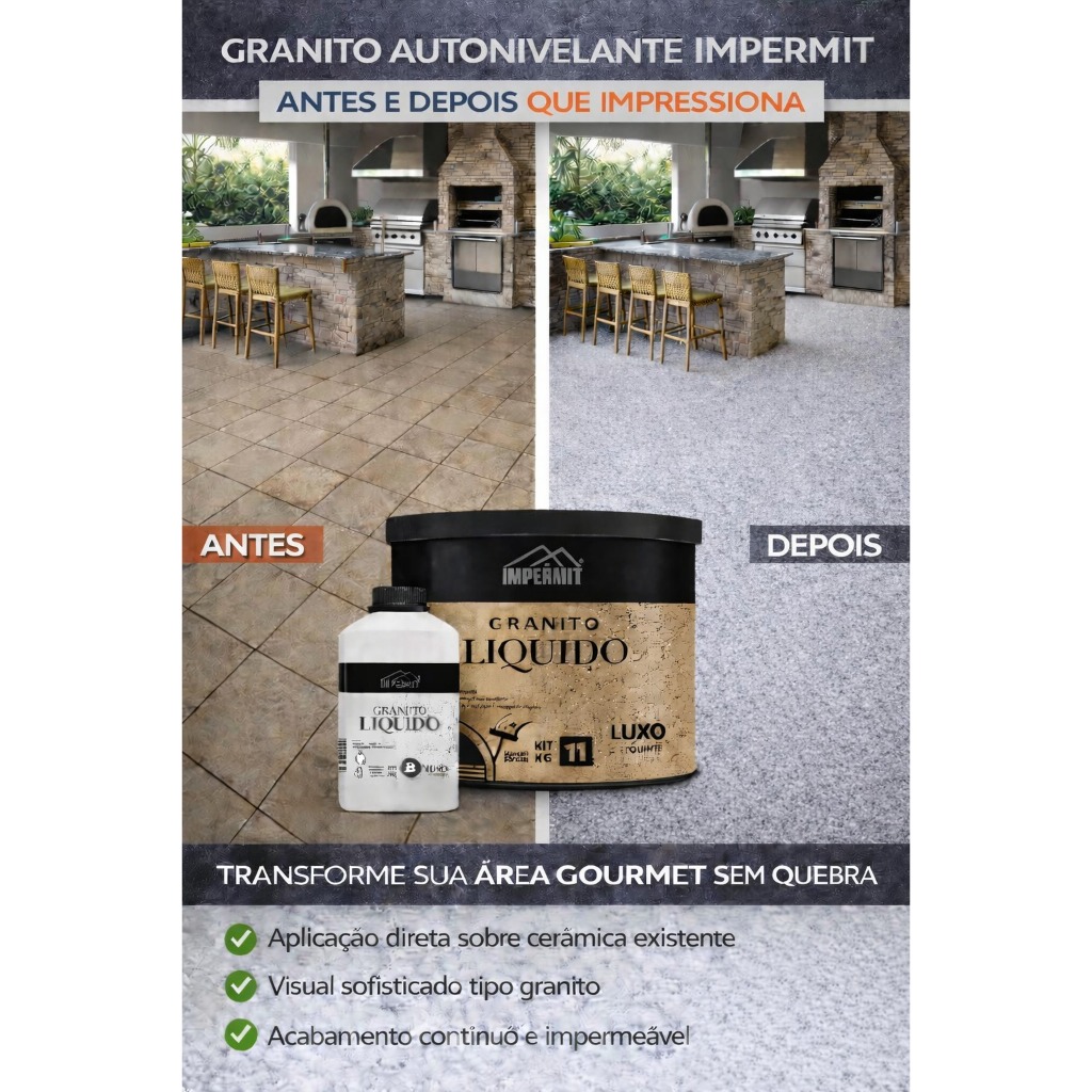 Granito liquido autonivelante (CINZA CLARO) kit 11kg impermit