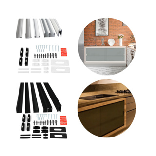 Kit Perfil Pia Alumínio Para Porcelanato Vidro Gabinete 1,00 Altura X 1,00m Largura Preto e Branco em Oferta na Shopee