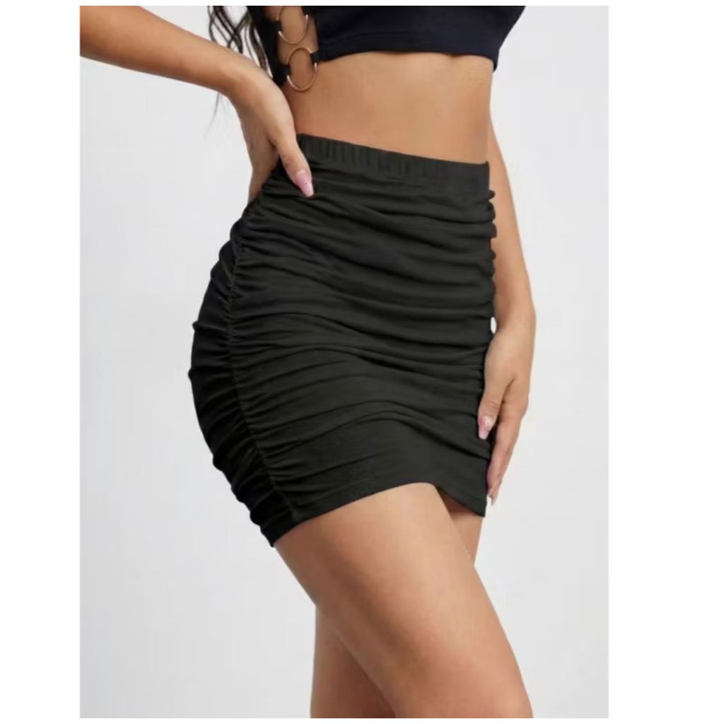 Mini Saia Curta Feminina Drapeada Franzida Moda Blogueira em Oferta na Shopee