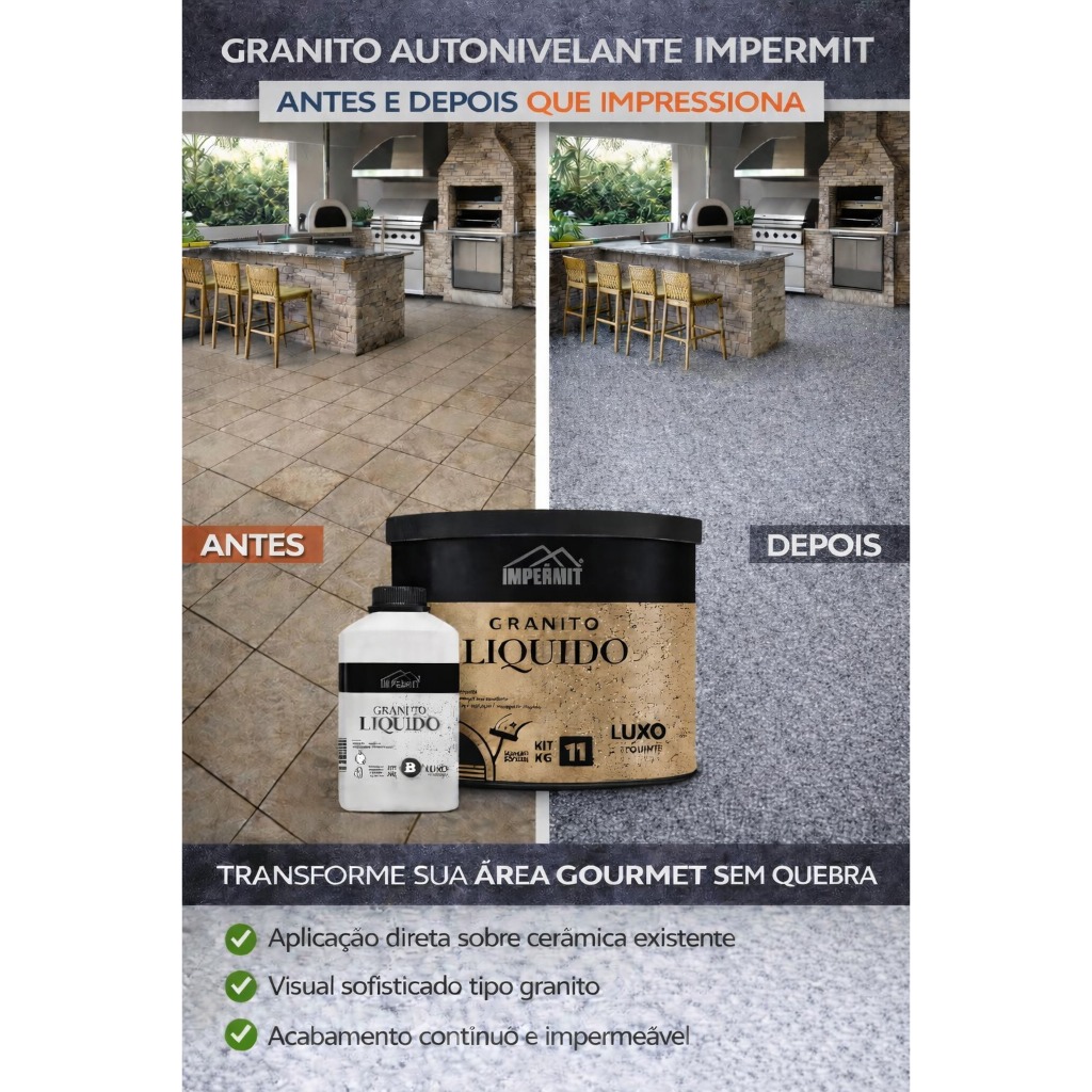 Granito liquido autonivelante (CINZA ESCURO) kit 11kg impermit