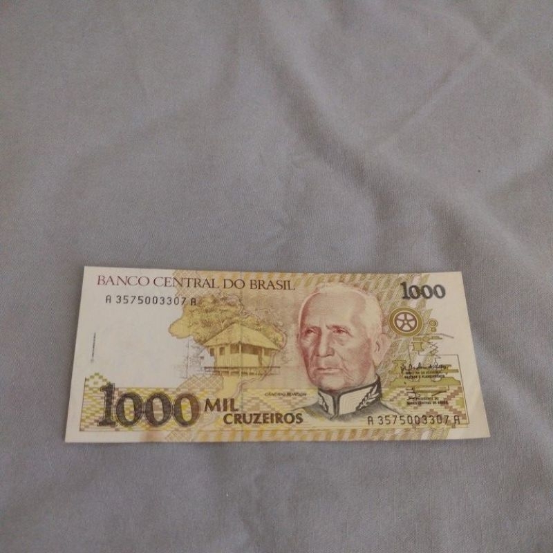 Cédula antiga 1000 cruzeiros Brasil Cândido Rondon (fotos reais da cédula)