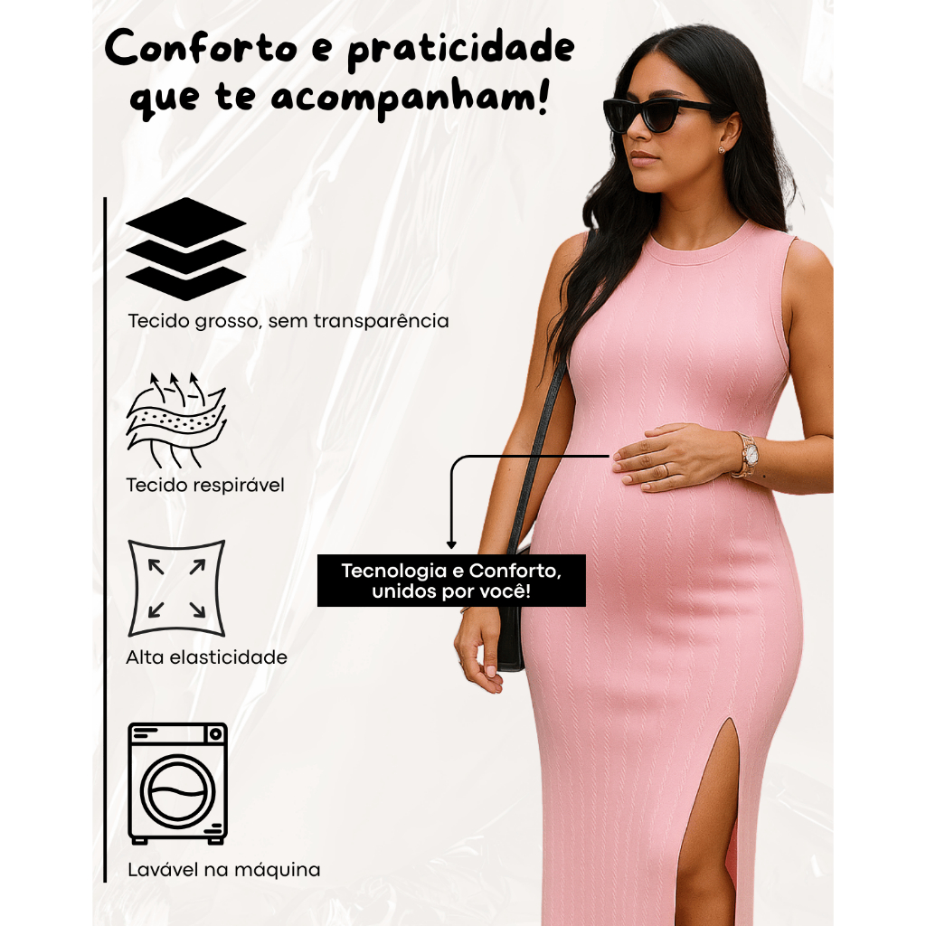 Vestido Gestante Gravida Longo Maternidade Casual Soltinho Gravidez Festa Básico Elegante Lola