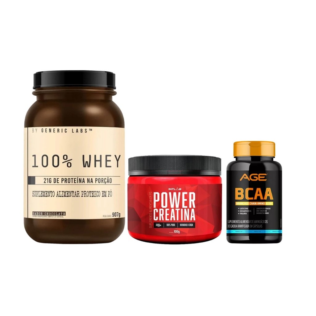 100% whey protein 900g + Creatina Power 100% pura + bcaa 60caps