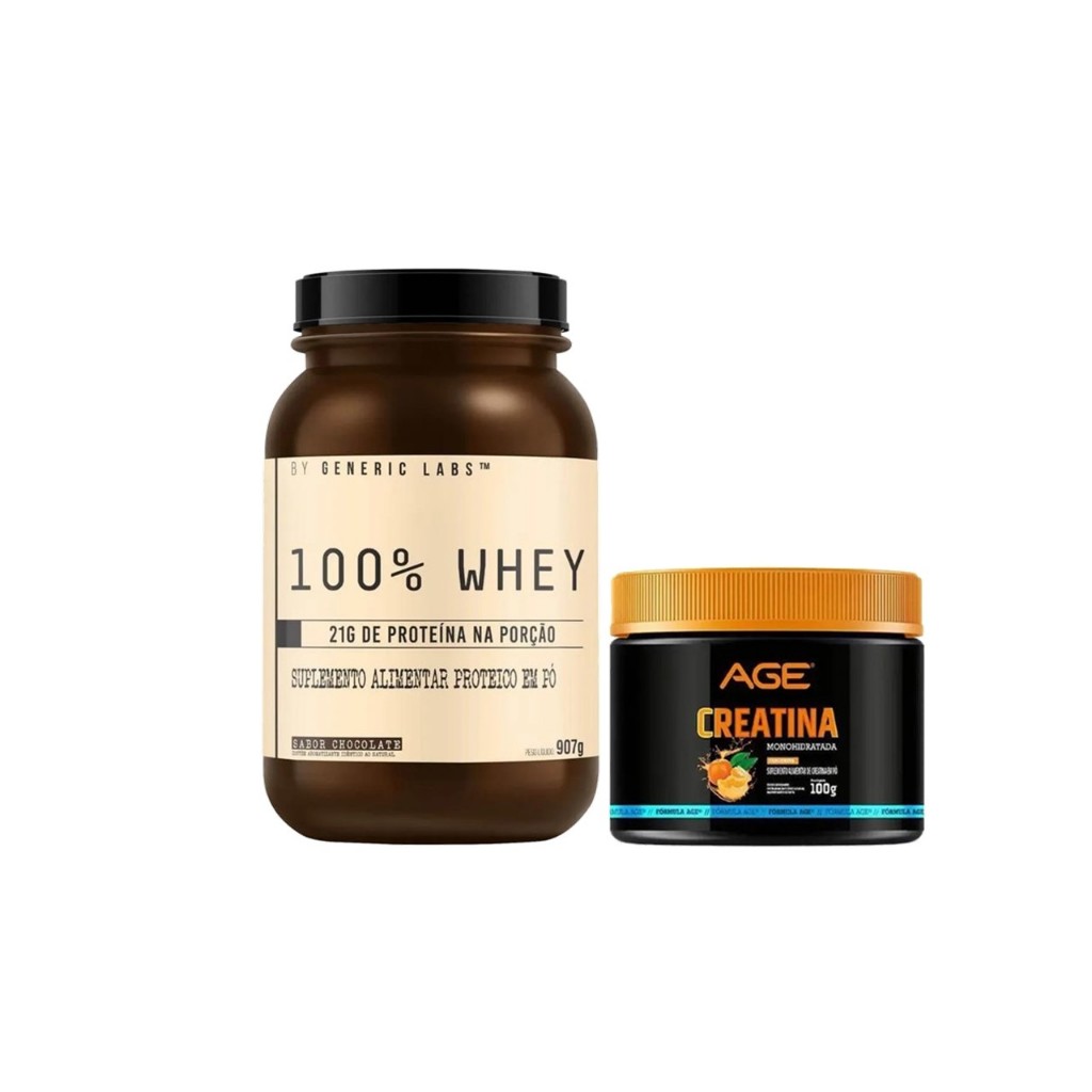 100% Whey 900g + Creatina pura 300g c/ Sabor