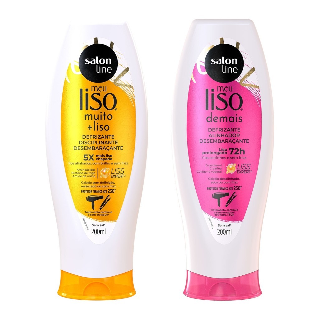 Kit Defrizantes Meu Liso Demais e Muito+Liso e 200ml Salon Line em Oferta na Shopee