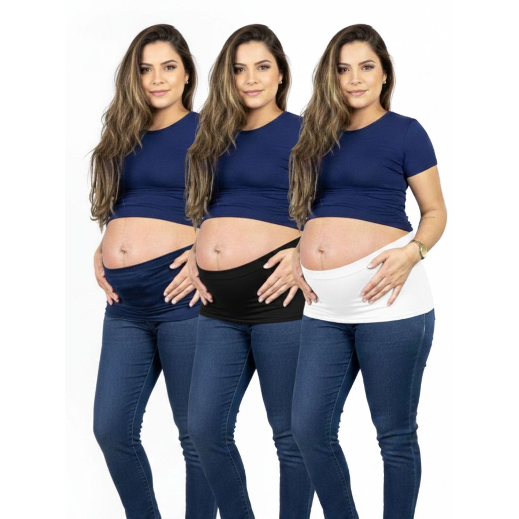 Kit com 3 faixas Gestante (Preta/Marinho/Branca)
