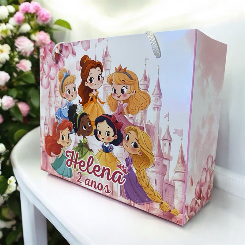 10 SACOLINHAS Princesas PERSONALIZADAS (G) - PEGUE E MONTE - Sacolinha lembrancinha aniversário