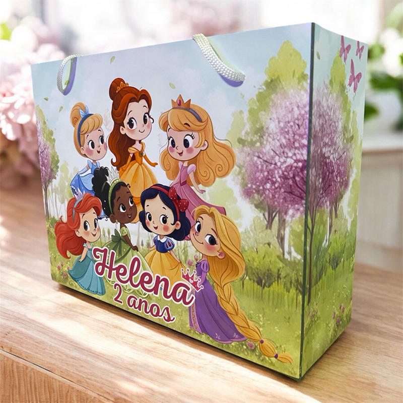10 SACOLINHAS Princesas PERSONALIZADAS (G) - PEGUE E MONTE - Sacolinha lembrancinhas aniversário