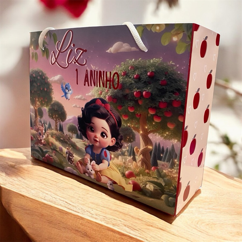 10 SACOLINHAS Branca de neve baby PERSONALIZADAS (G) - PEGUE E MONTE - Sacolinha lembrancinha aniversário