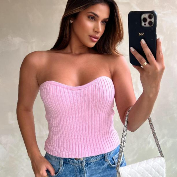 Blusinha Tomara que Caia Modal Alta Qualidade Tendencia Verão Estiloso em Oferta na Shopee