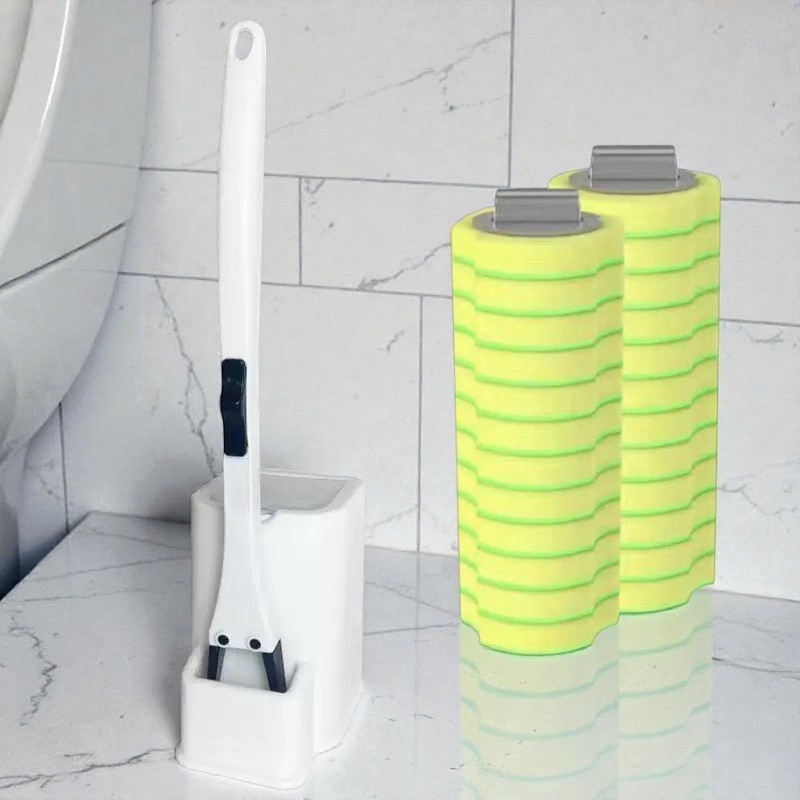 Conjunto de Escova de Vaso Sanitário Descartável com 8 Recargas de Agente de Sistema de Limpeza