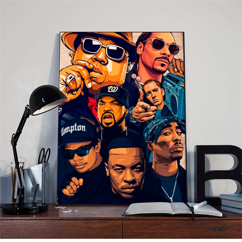 Quadro Decorativo Hip Hop Retrô Ícones do Rap Arte Urbana Moderna Decoração Sala Quarto Escritório em Oferta na Shopee