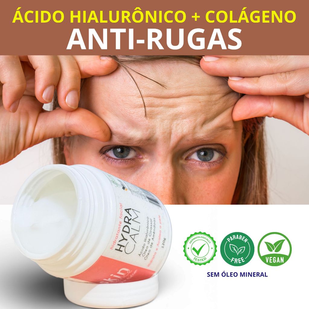 Creme De Ácido Hialurônico Colágeno Anti-Rugas Anti-Flacidez Hidratação Profunda Pele Firme E Jovem