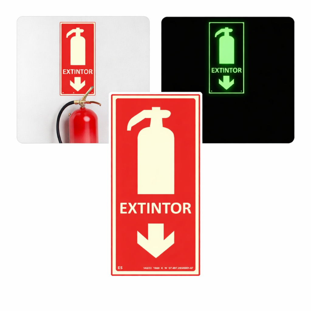 Placa De Sinalização Extintor De Incêndio E5 20x10cm