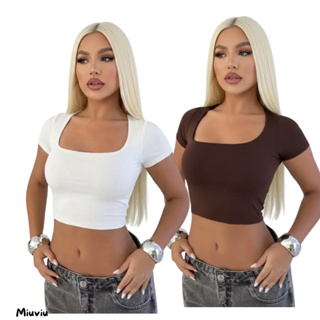 Kit Cropped Manga Curta Decote Quadrado Blusa feminina Blusinha em Oferta na Shopee