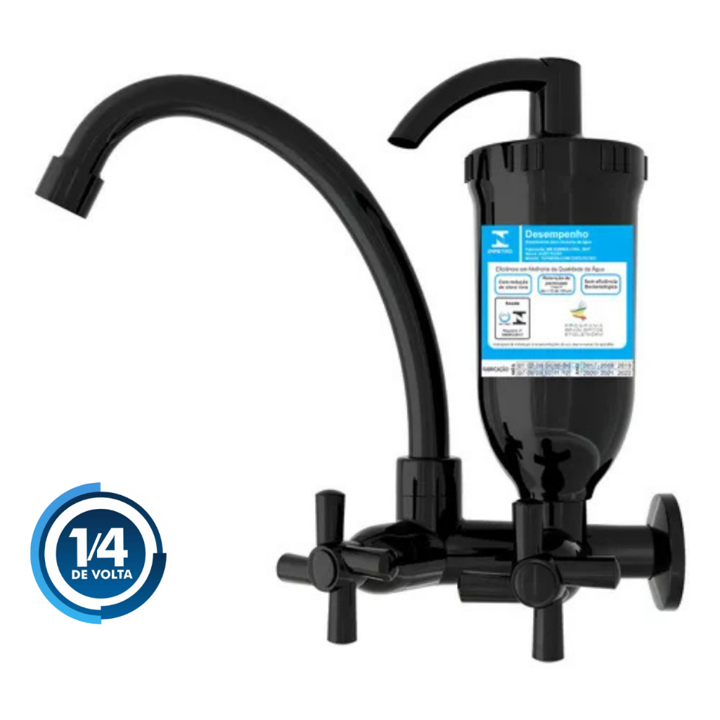 Torneira De Cozinha Preta Com Filtro Purificador de Parede Abs Com Bica Móvel C31 em Oferta na Shopee