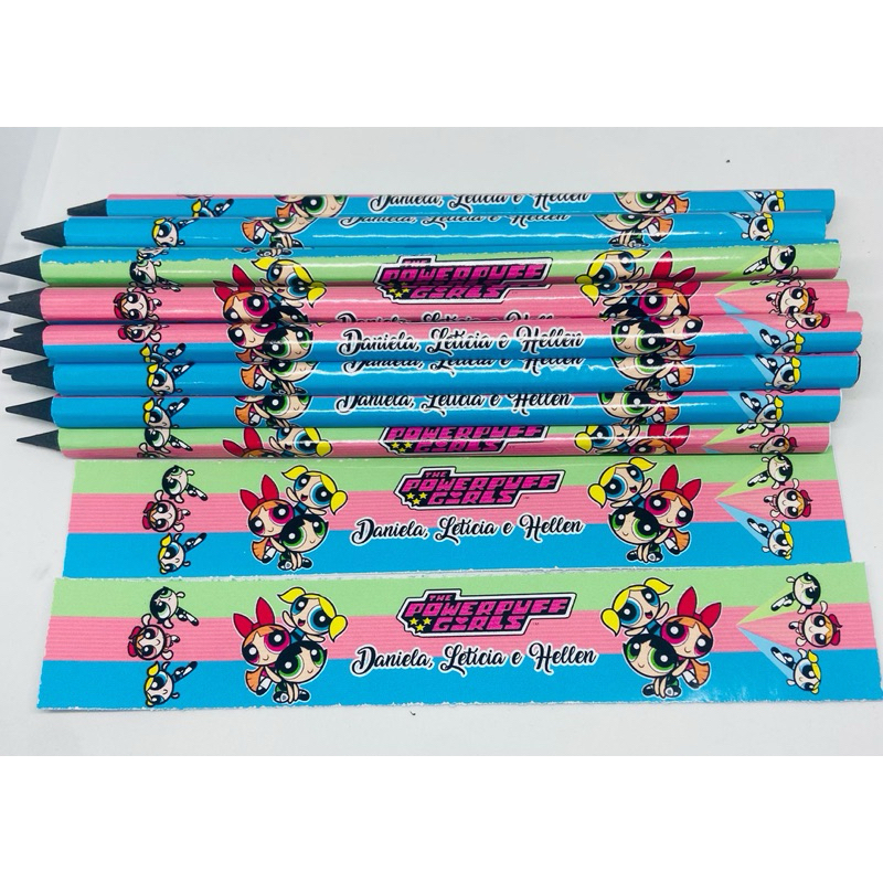 25 lembrancinha lápis personalizado para festa infantil Meninas Super poderosas