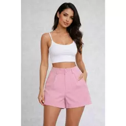 Calções de cintura alta elegantes e na moda para senhora