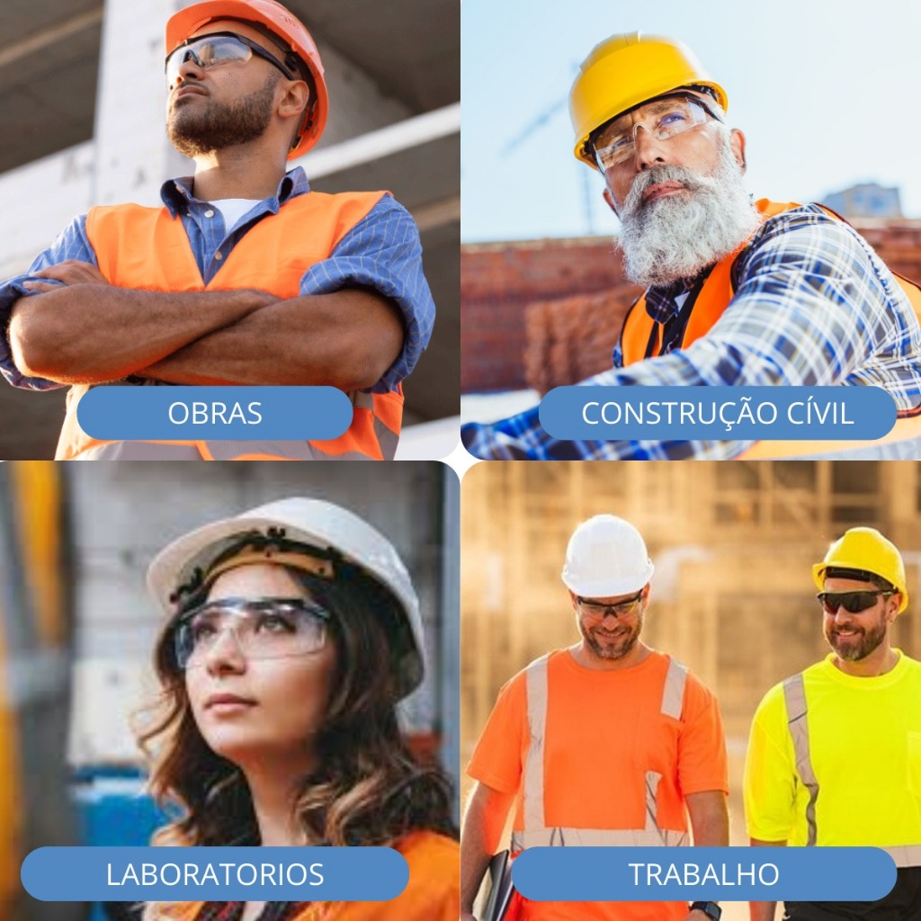 KIT 2 E 3 OCULOS DE PROTEÇÃO FUME E INCOLOR SEGURANÇA CONTRA RAIOS UVA E UVB PARA OBRA CONSTRUÇÃO