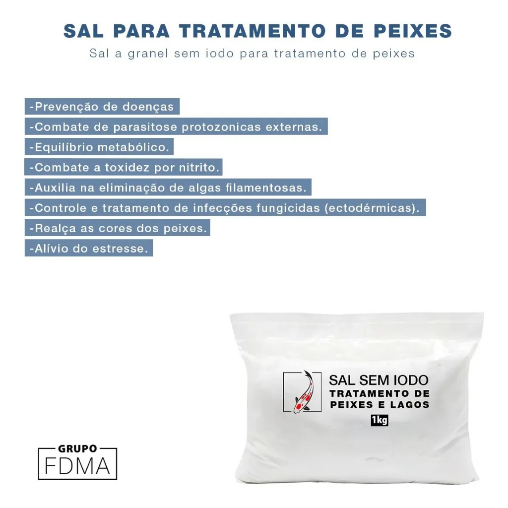 Sal Para Tratamento De agua de aquario marinho Sem Iodo A Granel 1kg