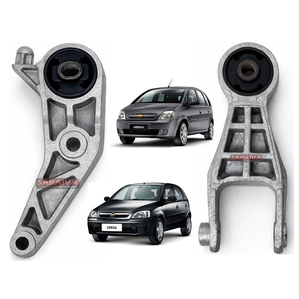 Kit 2 Coxim Suporte do Câmbio Traseiro Gm Corsa Maxx Meriva Montana 2002 a 2011
