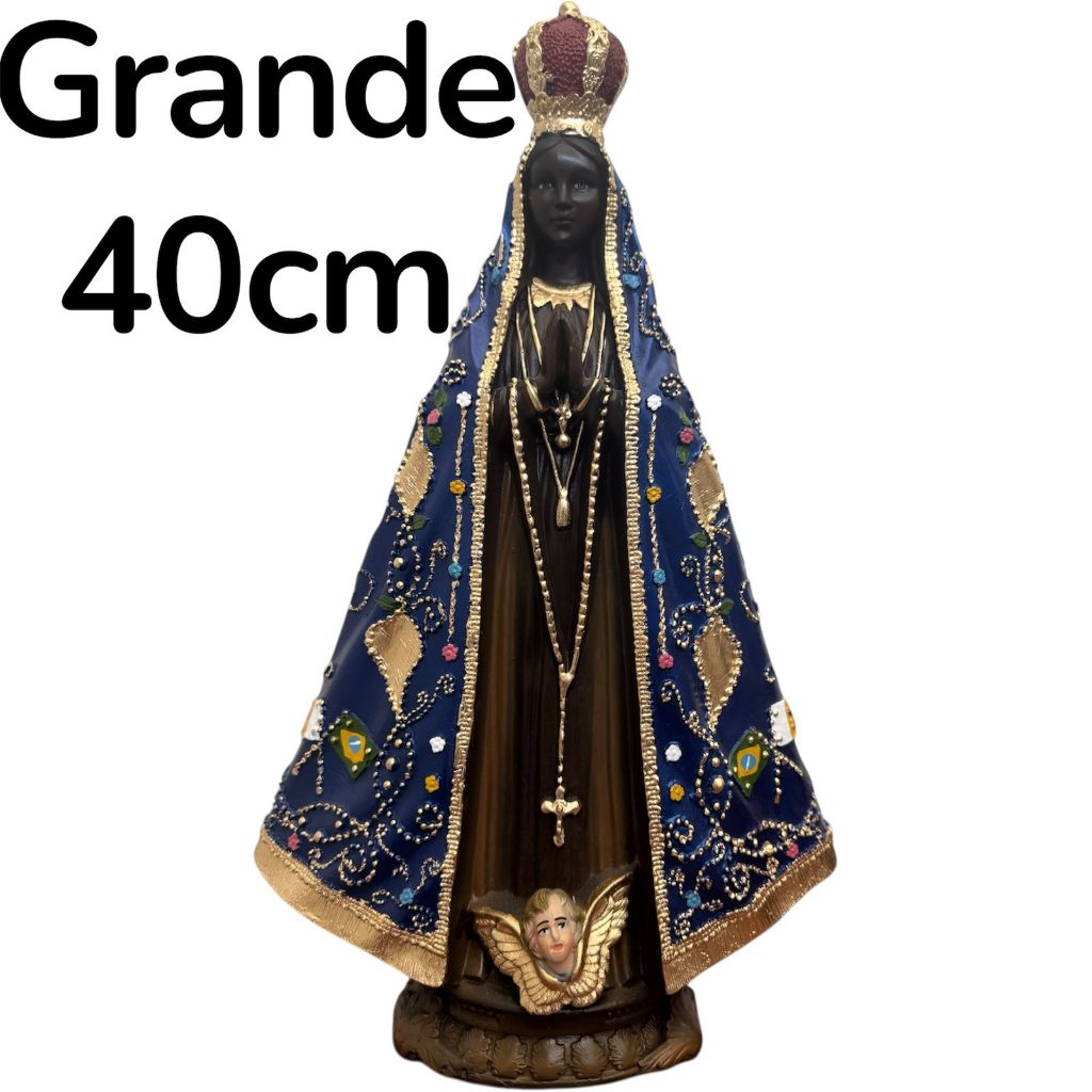 Imagem de Nossa Senhora Aparecida modelo italiana 40cm e 30cm pintada com tinta automotiva