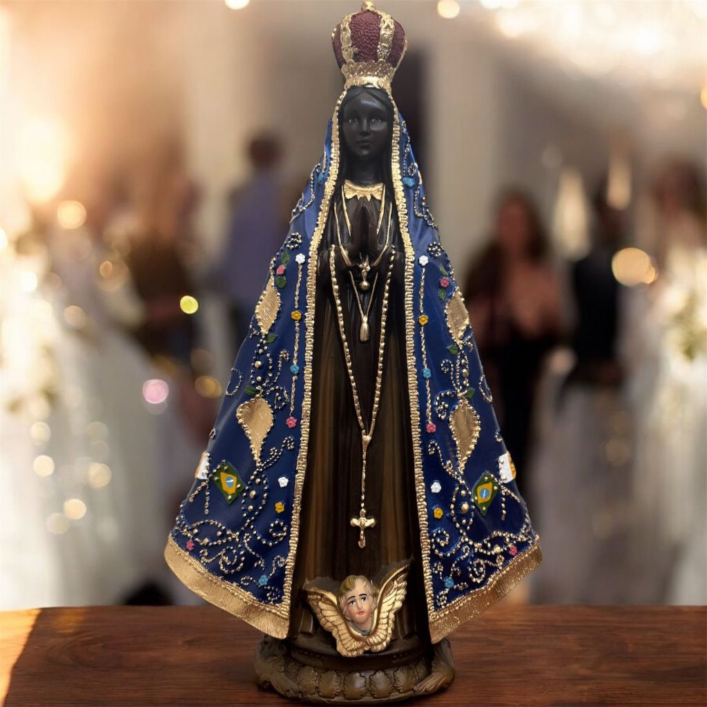 Imagem grande de Nossa Senhora Aparecida 40cm pintada cim tinta automotiva e finalizada com resina gesso premium