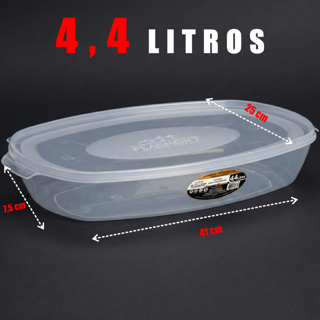 Jogo 4 Potes 4,4 Litros Retangular Reforçado