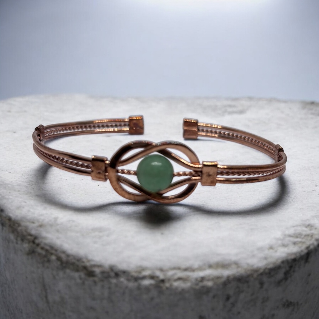 Bracelete Místico em Cobre Com Pedras Naturais Pulseira Regulável Artesanal em Oferta na Shopee