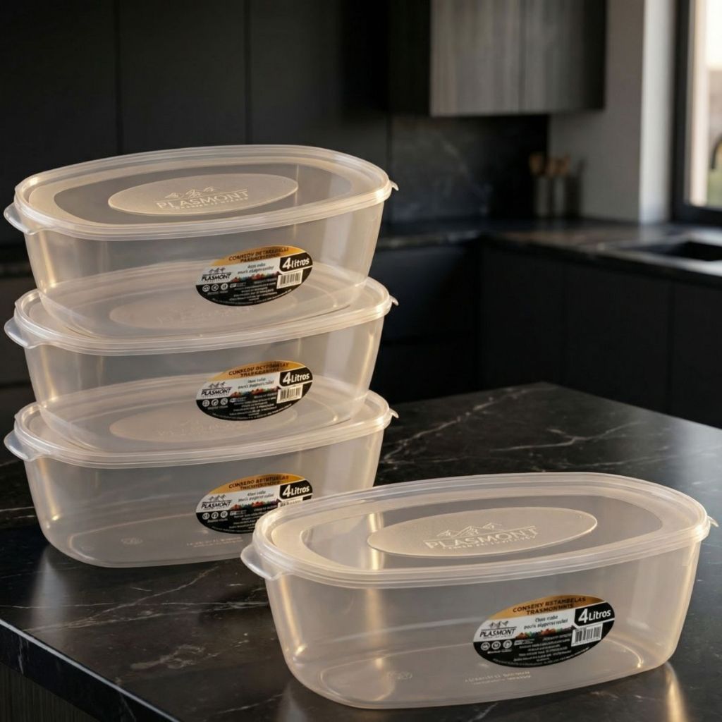 Kit Potes Retangulares 4 Litros BEM REFORÇADO de 1 a 5 unidades Vasilhas em Oferta na Shopee