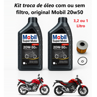 Kit Troca Óleo 1 a 3 Litros 20W50 com ou sem filtro Original Mobil Twister CB XRE 300 Falcon Tornado em Oferta na Shopee