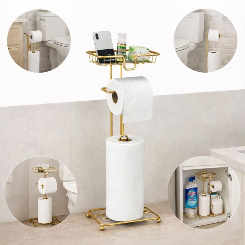 Porta Papel Higiênico  Dispenser Porta Celular Banheiro Dourado em Oferta na Shopee